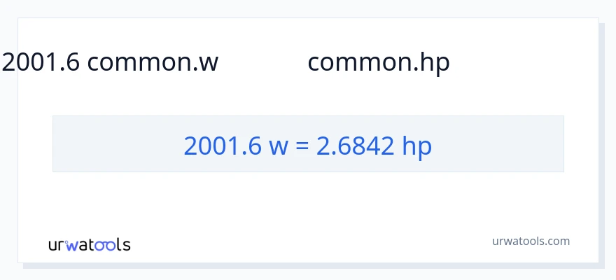2001.6 వాట్స్ నుండి అశ్వశక్తి కు మార్పిడి