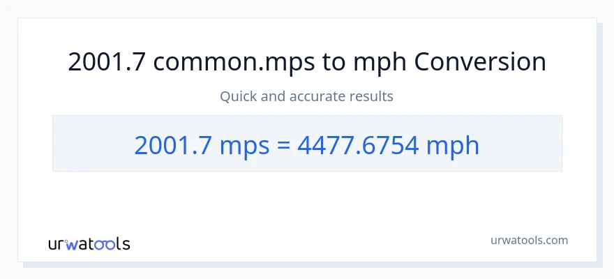 2001.7 Meters Per Second patungong milya kada oras na conversion