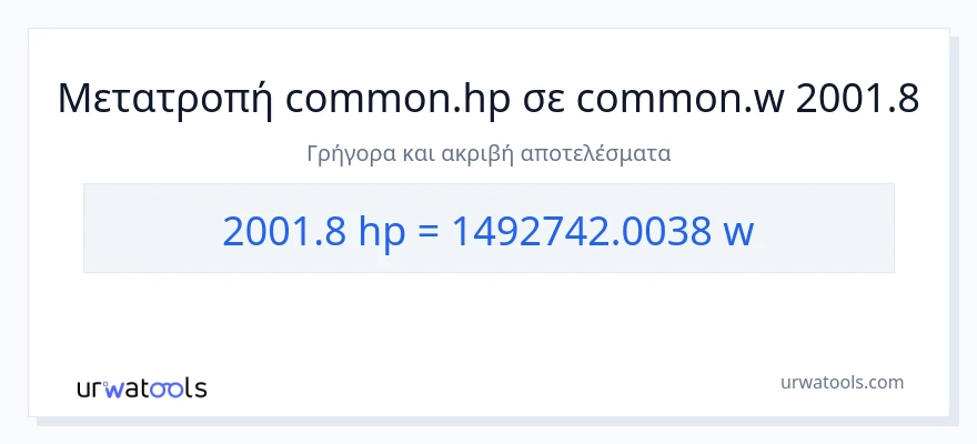 Μετατροπή 2001.8 ιπποδύναμη σε βατ