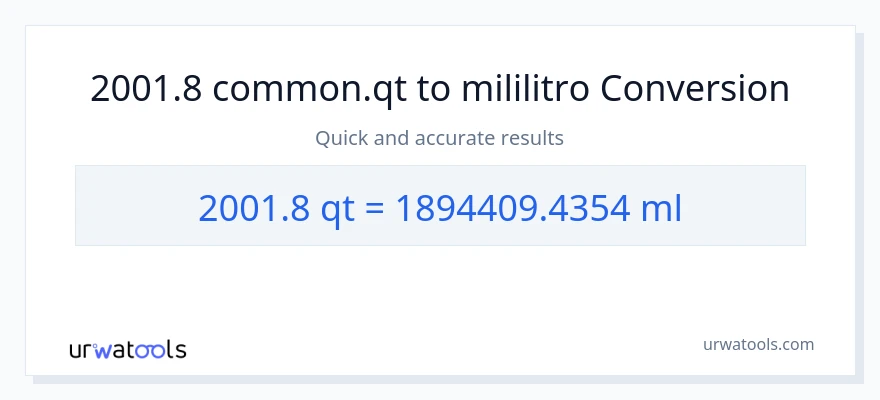 2001.8 Quarts patungong mga mililitro na conversion