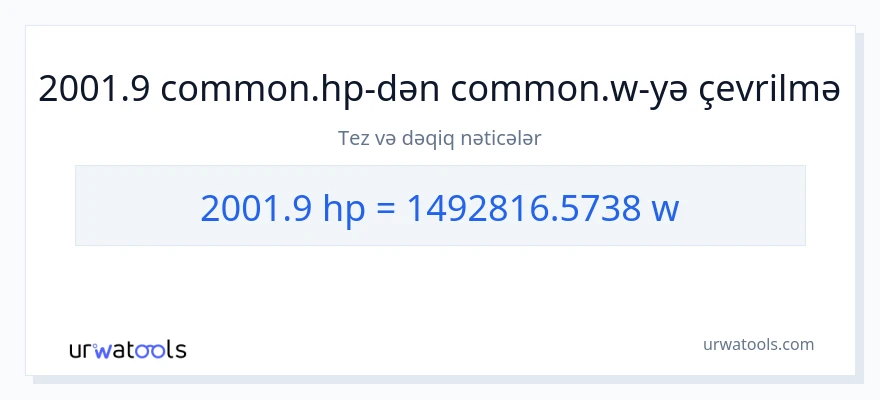 2001.9 at gücü-dən vatt-ə çevrilmə