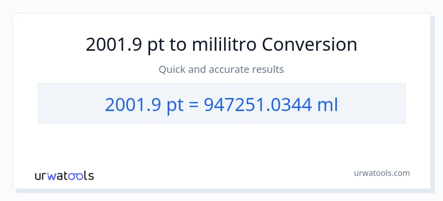 2001.9 Pints patungong mga mililitro na conversion