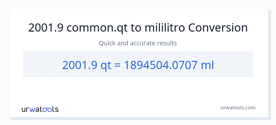 2001.9 Quarts patungong mga mililitro na conversion