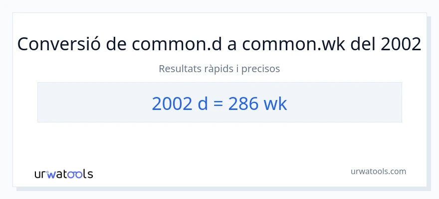 Conversió de 2002 Dies a setmanes