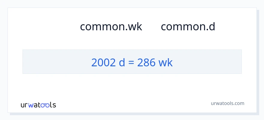 تبدیل 2002 روزها به هفته‌ها