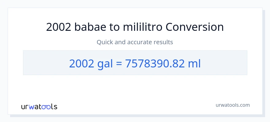 2002 Mga galon patungong mga mililitro na conversion