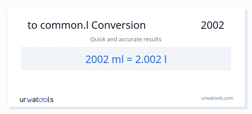تبدیل 2002 میلی‌لیتر به Liters
