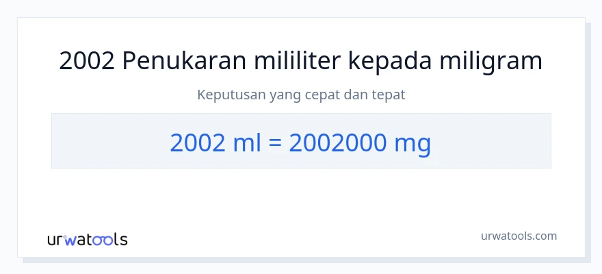 2002 milliliters to milligrams conversion