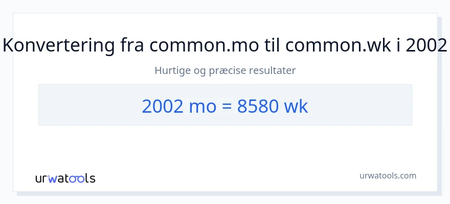 2002 måneder til uger konvertering