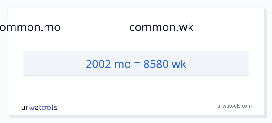 2002 മാസങ്ങൾ ൽ നിന്ന് ആഴ്ചകൾ ലേക്ക് പരിവർത്തനം