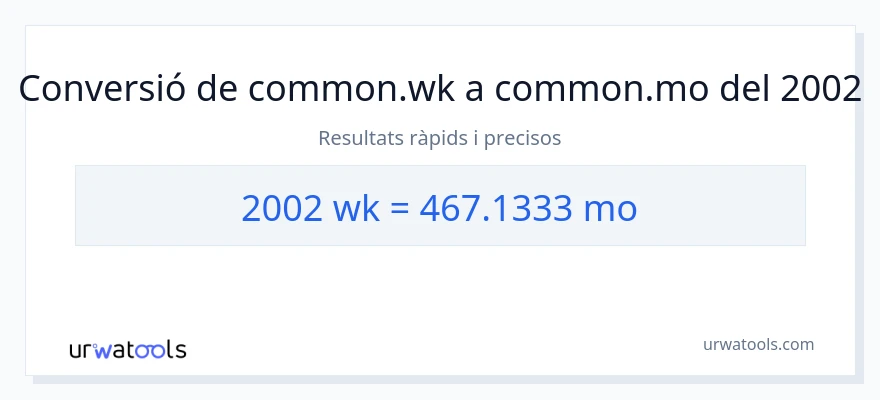 Conversió de 2002 setmanes a mesos