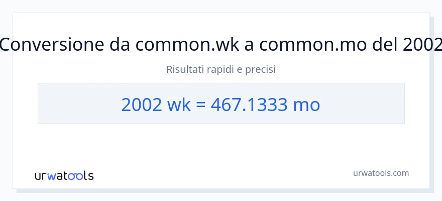 Conversione da 2002 settimane a mesi