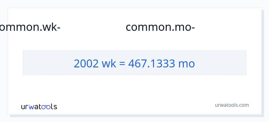 2002 ആഴ്ചകൾ ൽ നിന്ന് മാസങ്ങൾ ലേക്ക് പരിവർത്തനം