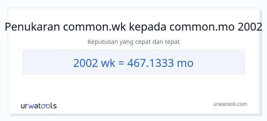 2002 Weeks to Months conversion