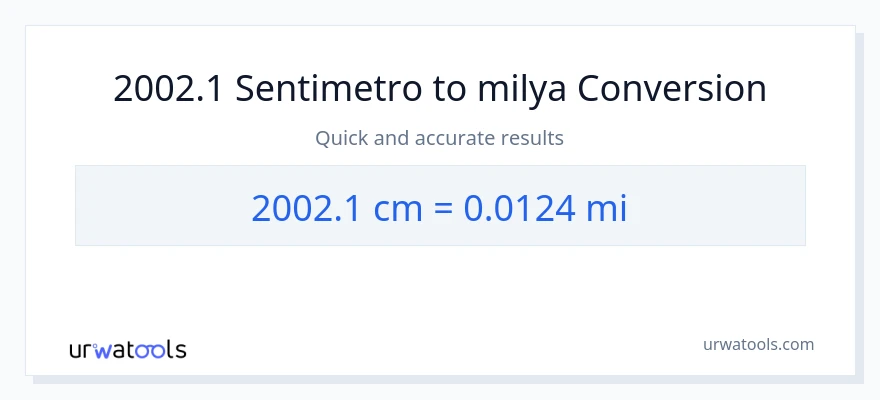 2002.1 Mga Sentimetro patungong milya na conversion