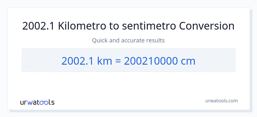 2002.1 Kilometro patungong Mga Sentimetro na conversion