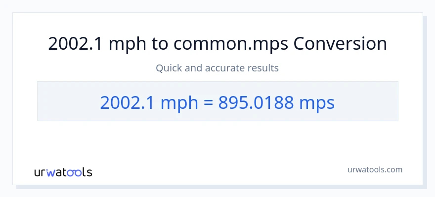 2002.1 milya kada oras patungong Meters Per Second na conversion