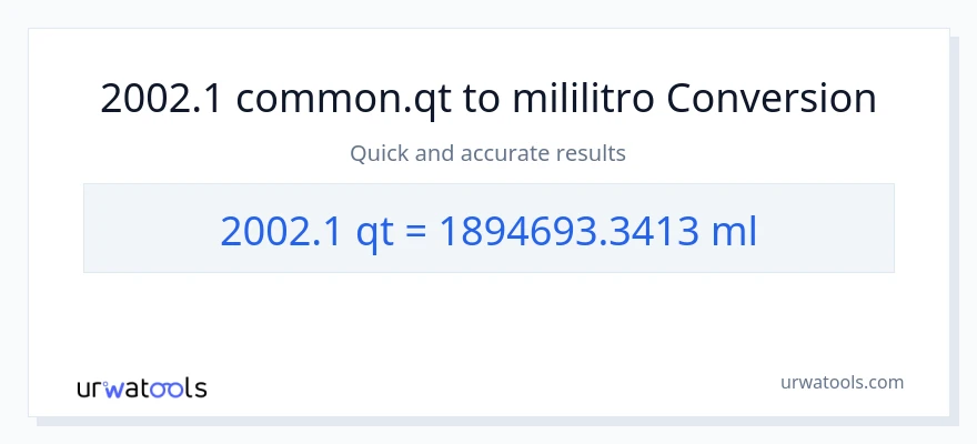2002.1 Quarts patungong mga mililitro na conversion