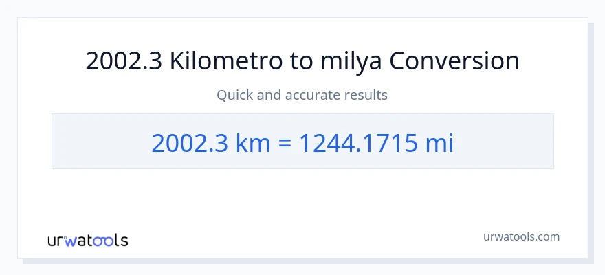 2002.3 Kilometro patungong milya na conversion