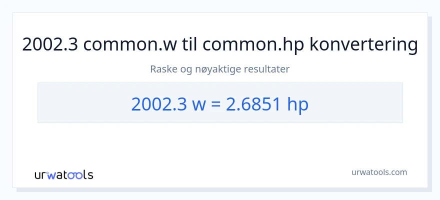 2002.3 watt til hestekrefter konvertering
