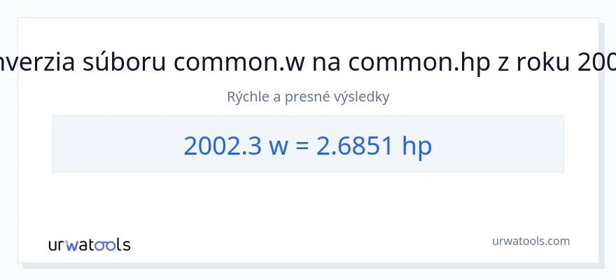 Konverzia z watty na konská sila: 2002.3