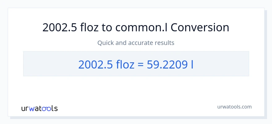 2002.5 mga onsa ng likido patungong Liters na conversion