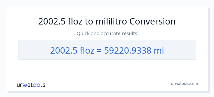 2002.5 mga onsa ng likido patungong mga mililitro na conversion
