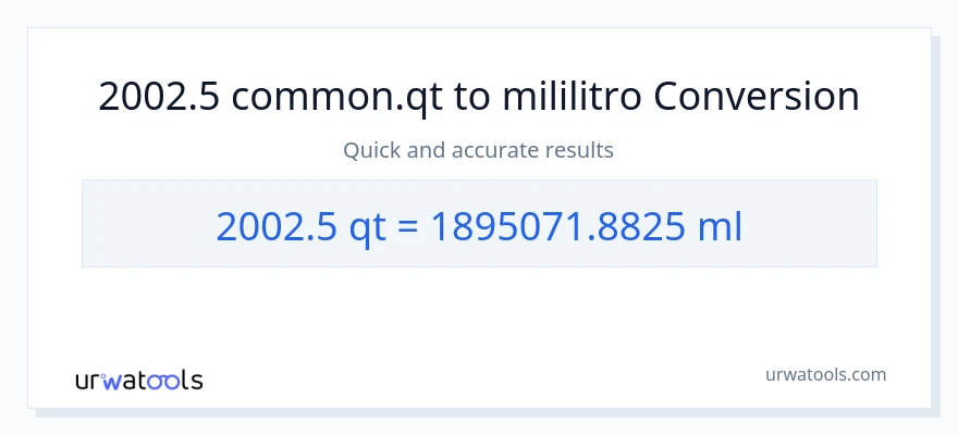 2002.5 Quarts patungong mga mililitro na conversion