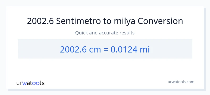2002.6 Mga Sentimetro patungong milya na conversion