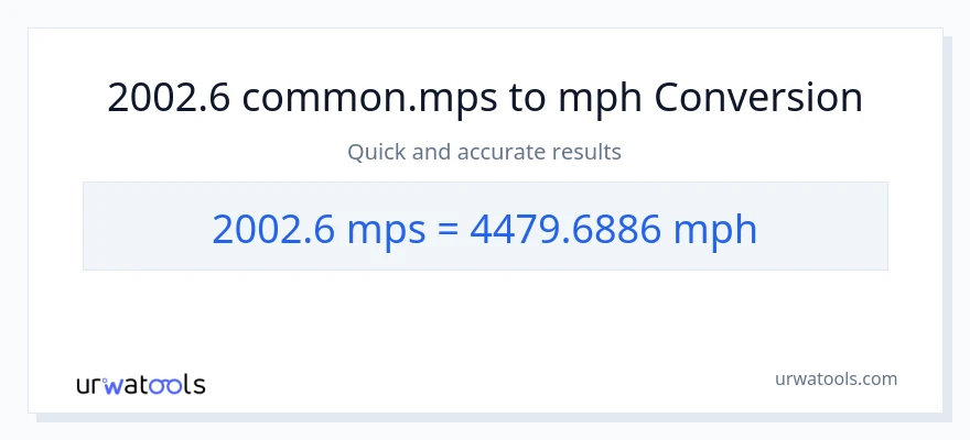 2002.6 Meters Per Second patungong milya kada oras na conversion