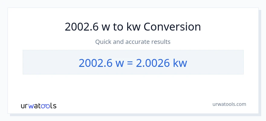 2002.6 watts patungong kilowatts na conversion