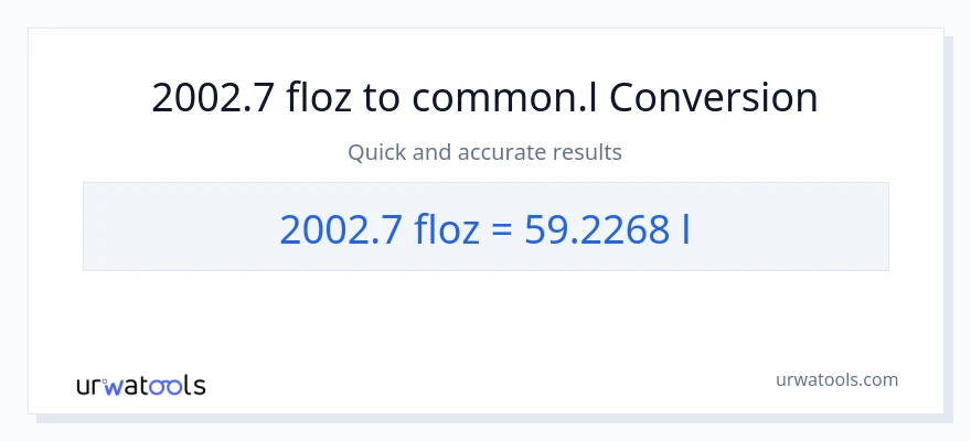 2002.7 mga onsa ng likido patungong Liters na conversion