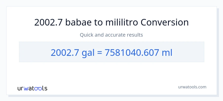 2002.7 Mga galon patungong mga mililitro na conversion