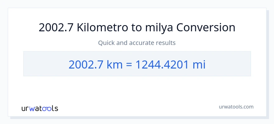 2002.7 Kilometro patungong milya na conversion