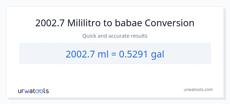 2002.7 mga mililitro patungong Mga galon na conversion