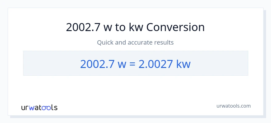 2002.7 watts patungong kilowatts na conversion