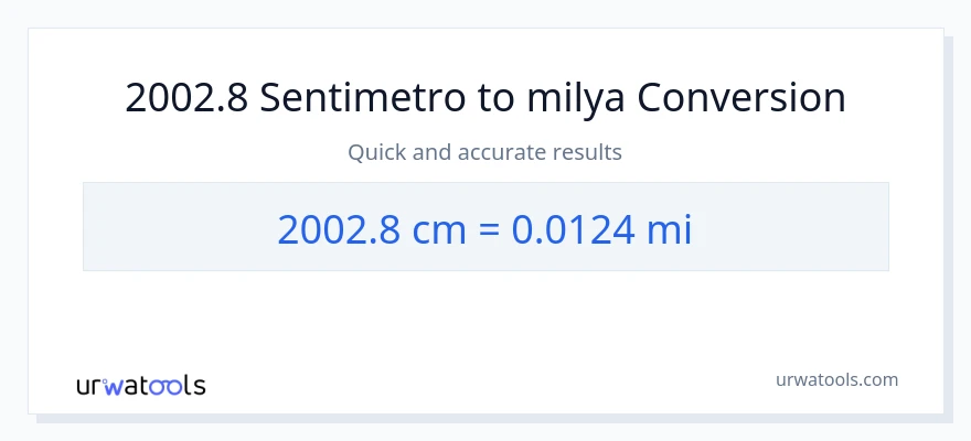 2002.8 Mga Sentimetro patungong milya na conversion