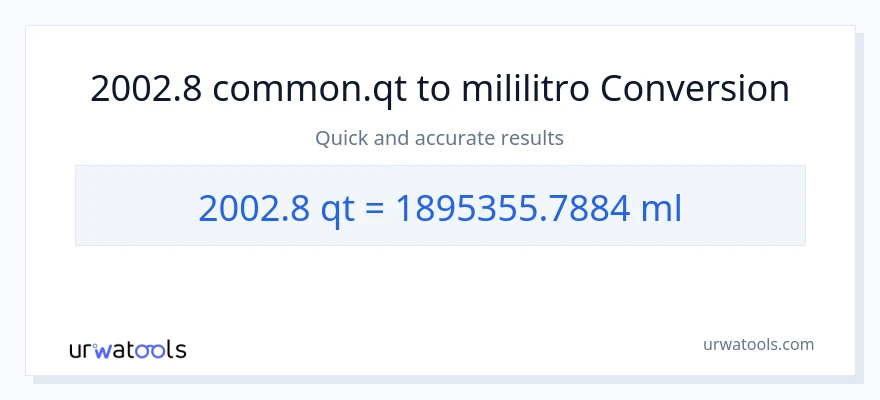 2002.8 Quarts patungong mga mililitro na conversion