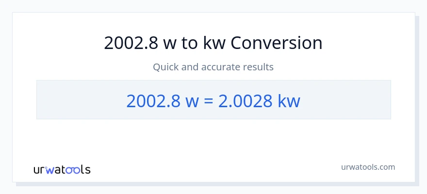 2002.8 watts patungong kilowatts na conversion