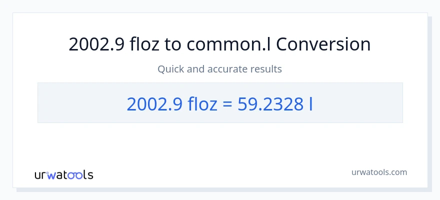 2002.9 mga onsa ng likido patungong Liters na conversion