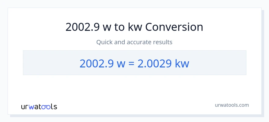 2002.9 watts patungong kilowatts na conversion