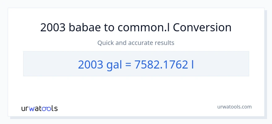 2003 Mga galon patungong Liters na conversion