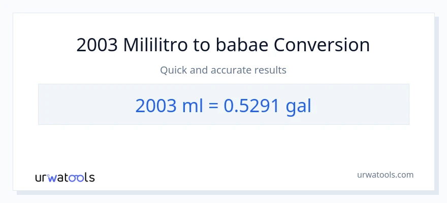 2003 mga mililitro patungong Mga galon na conversion