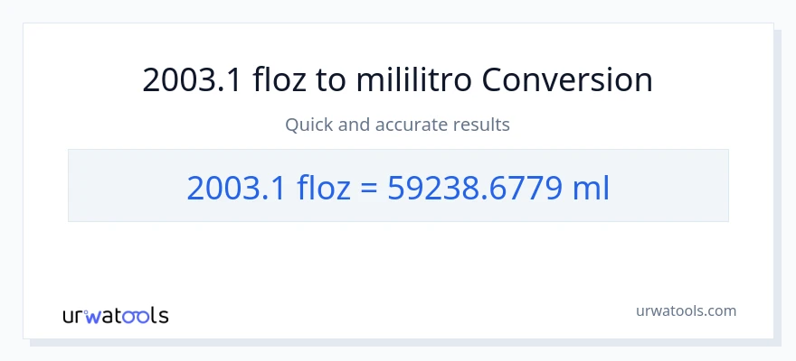 2003.1 mga onsa ng likido patungong mga mililitro na conversion