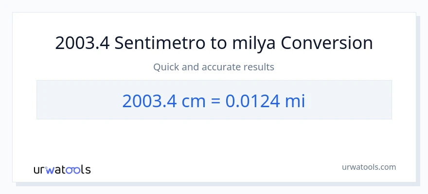 2003.4 Mga Sentimetro patungong milya na conversion