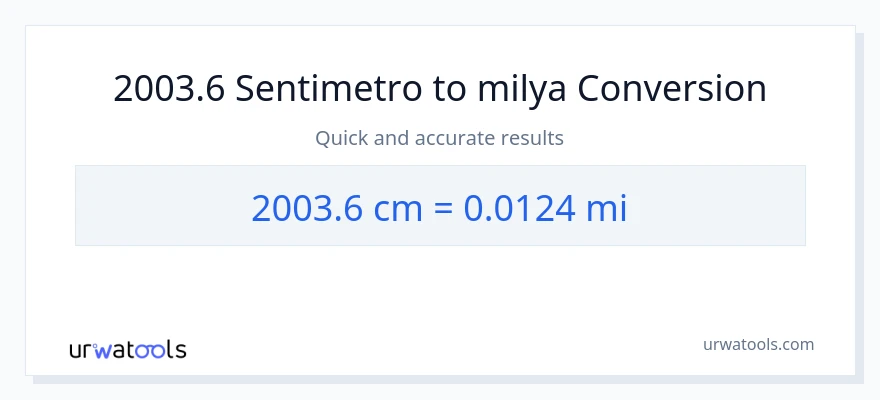 2003.6 Mga Sentimetro patungong milya na conversion