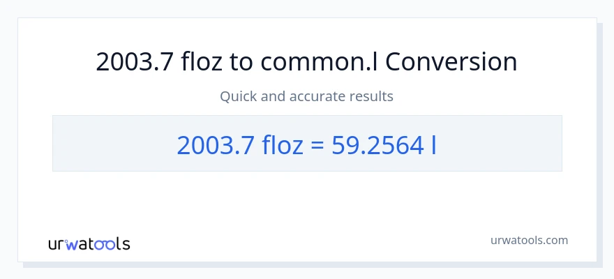 2003.7 mga onsa ng likido patungong Liters na conversion
