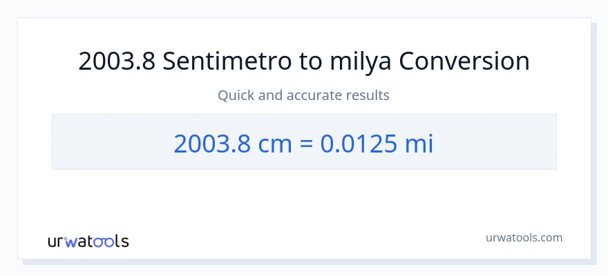 2003.8 Mga Sentimetro patungong milya na conversion