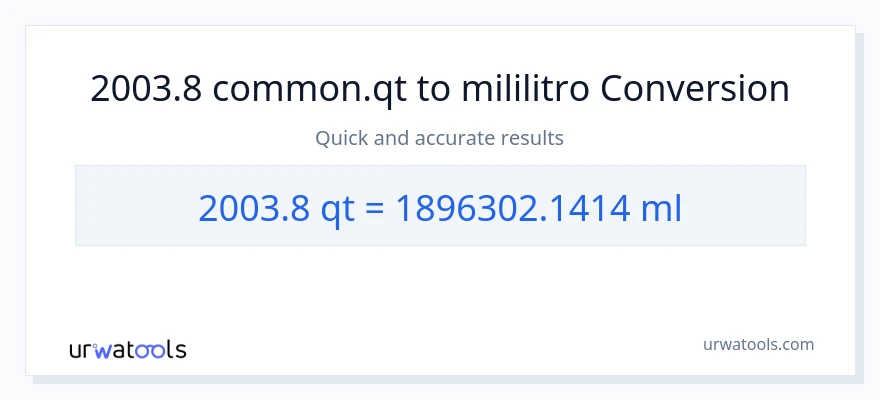 2003.8 Quarts patungong mga mililitro na conversion