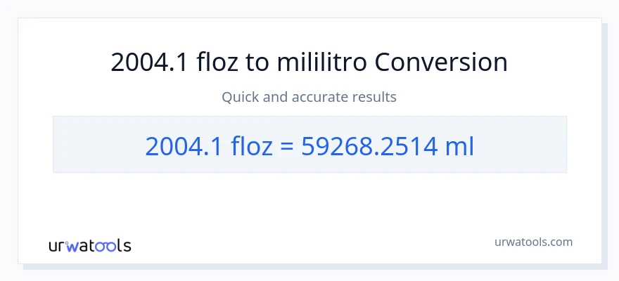 2004.1 mga onsa ng likido patungong mga mililitro na conversion